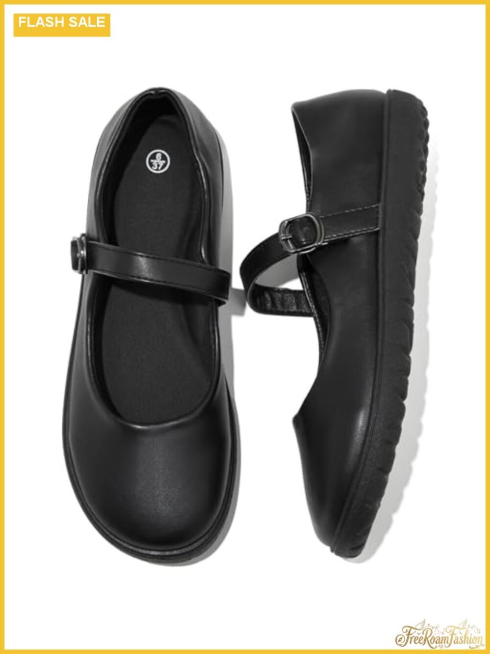 Mary Jane Ballet Flats with Adjustable Strap Memory Foam